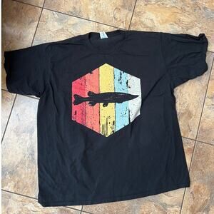 Port & Co black crewneck short sleeve fishing T-shirt, men's size 2XL